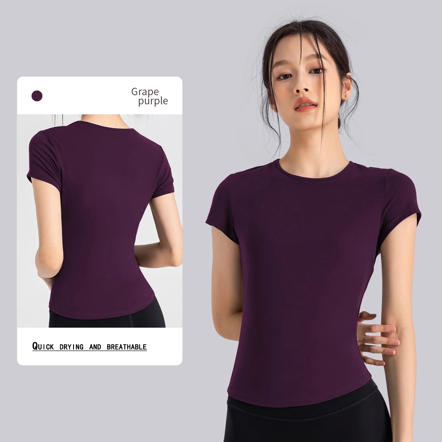 Women's Outdoor Sports Shirt Yoga Wear Fitness T-Shirt Quick Dry Running T-Shirt Workout Top Female Sportswear Exercise Clothing - Image 2